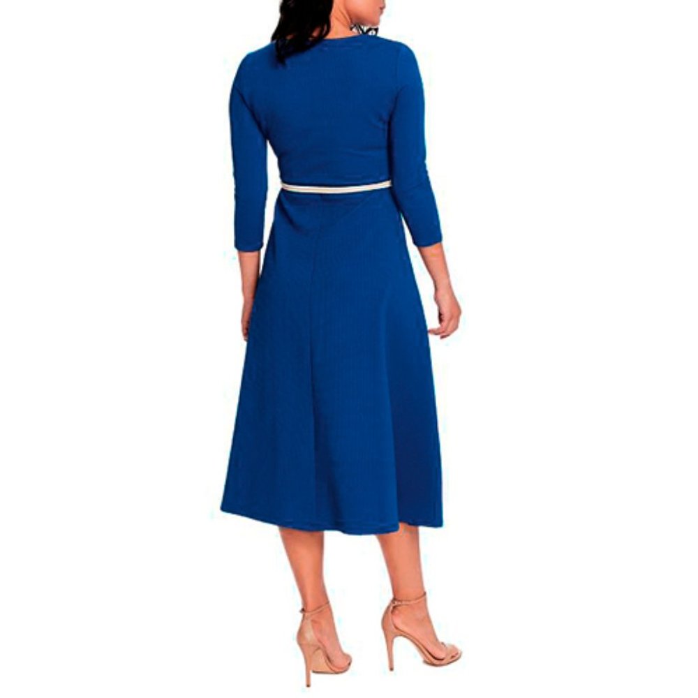 Chaus 3/4 Sleeve V-Neck Dress With Belt Size L NWT - Picture 2 of 5